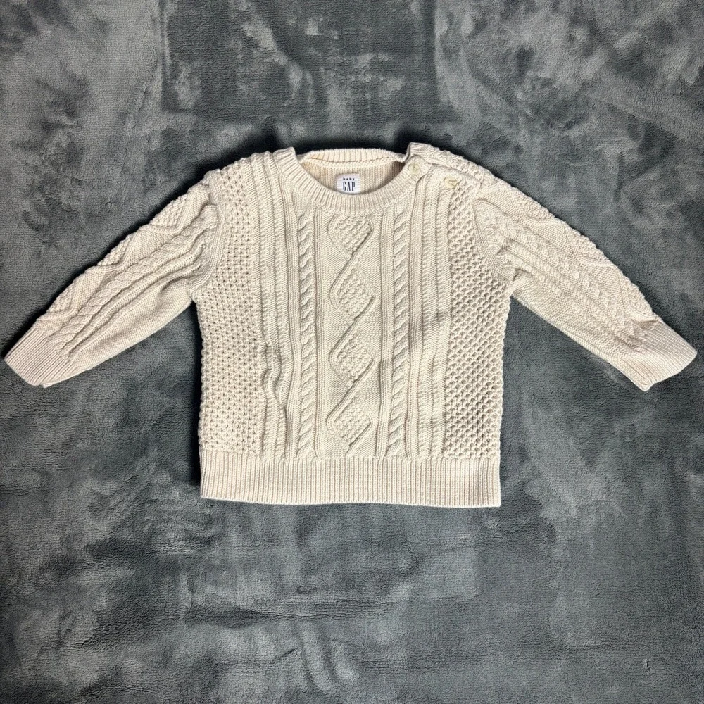 Baby Gap 18-24 Months Cream Cable Knit Cotton Sweater Fisherman Pullover